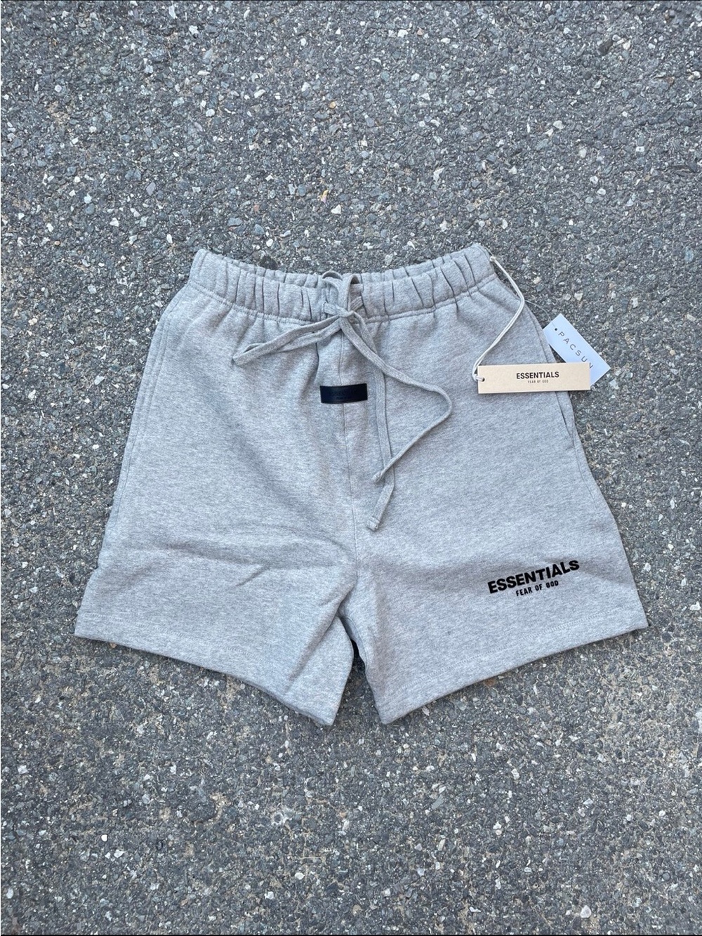 ESSENTIALS Men's light oatmeal Fleece Shorts size large